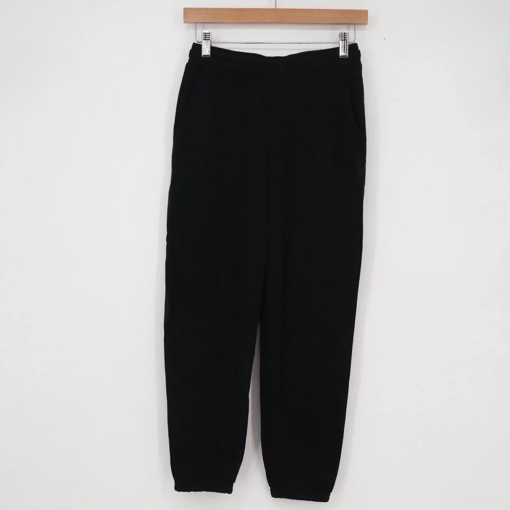 Old Navy Girls Black Jogger Sweatpants Size L 10-12 Fleece Elastic Waist Pocket